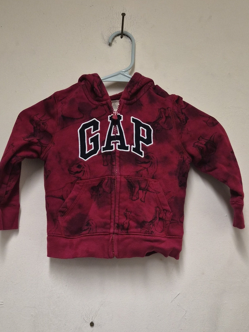 GAP Kids Maroon Animal-Print Zip Hoodie Size 3